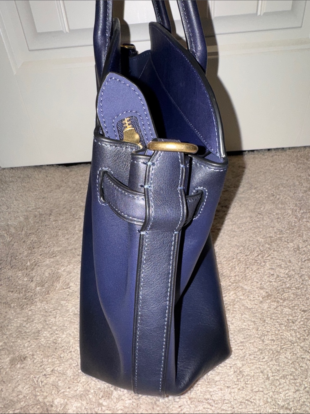 Coach Navy Leather Satchel - Picture 4 of 15